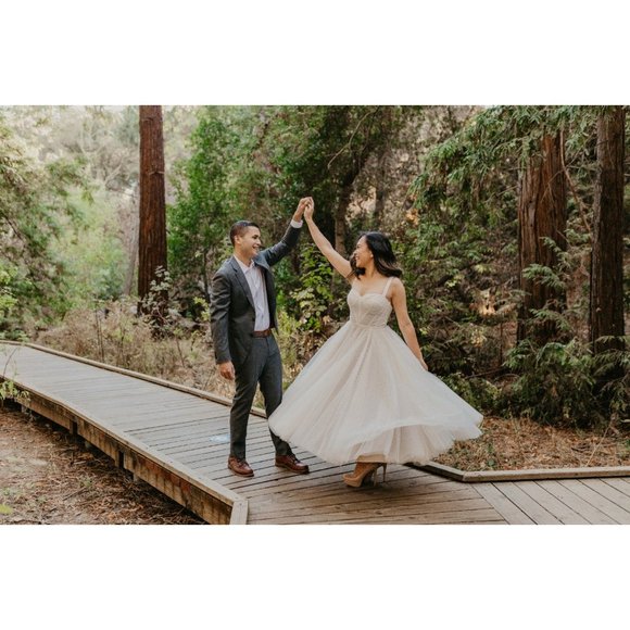 BHLDN Watters Lynette Wedding Gown tea length Size 10 NEW - Picture 9 of 11